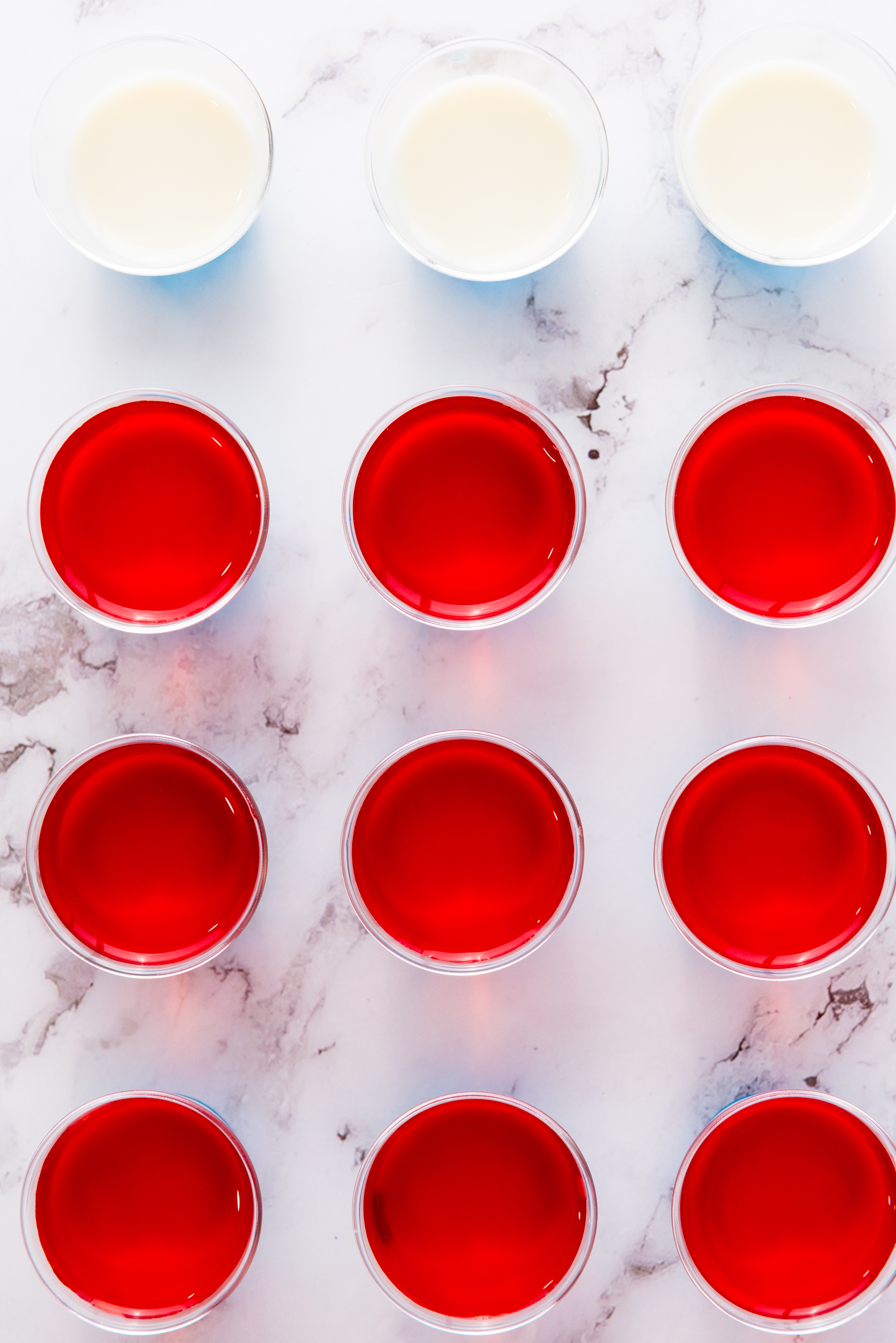 red layer of fourth of july jello shots with booze